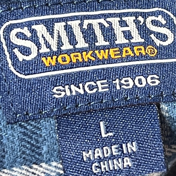 Smiths Workwear Plaid Flannel New Rancher Cowboy Construction Shirt Mens - Picture 8 of 8